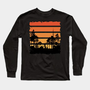 Retro Sunset and Trees Long Sleeve T-Shirt